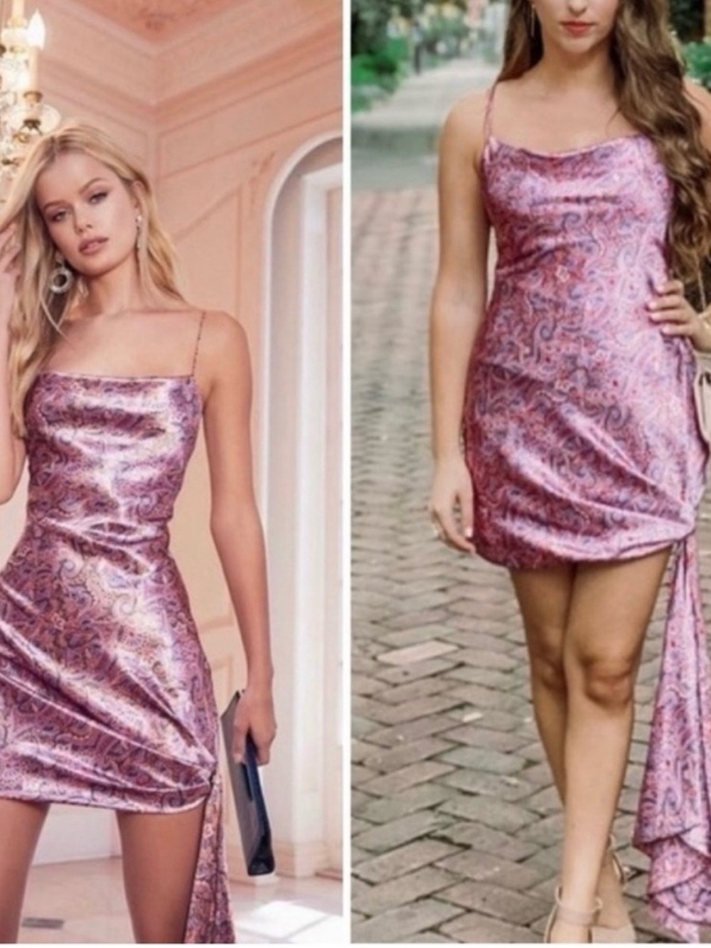 cinq a sept Pink Paisley Satin Mini Dress